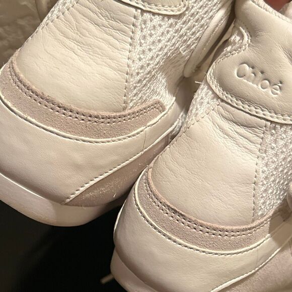 Chloe Women’s Size 41 Kick Leather & Mesh High Top Sneaker Cloudy Cream NEW - Picture 11 of 16